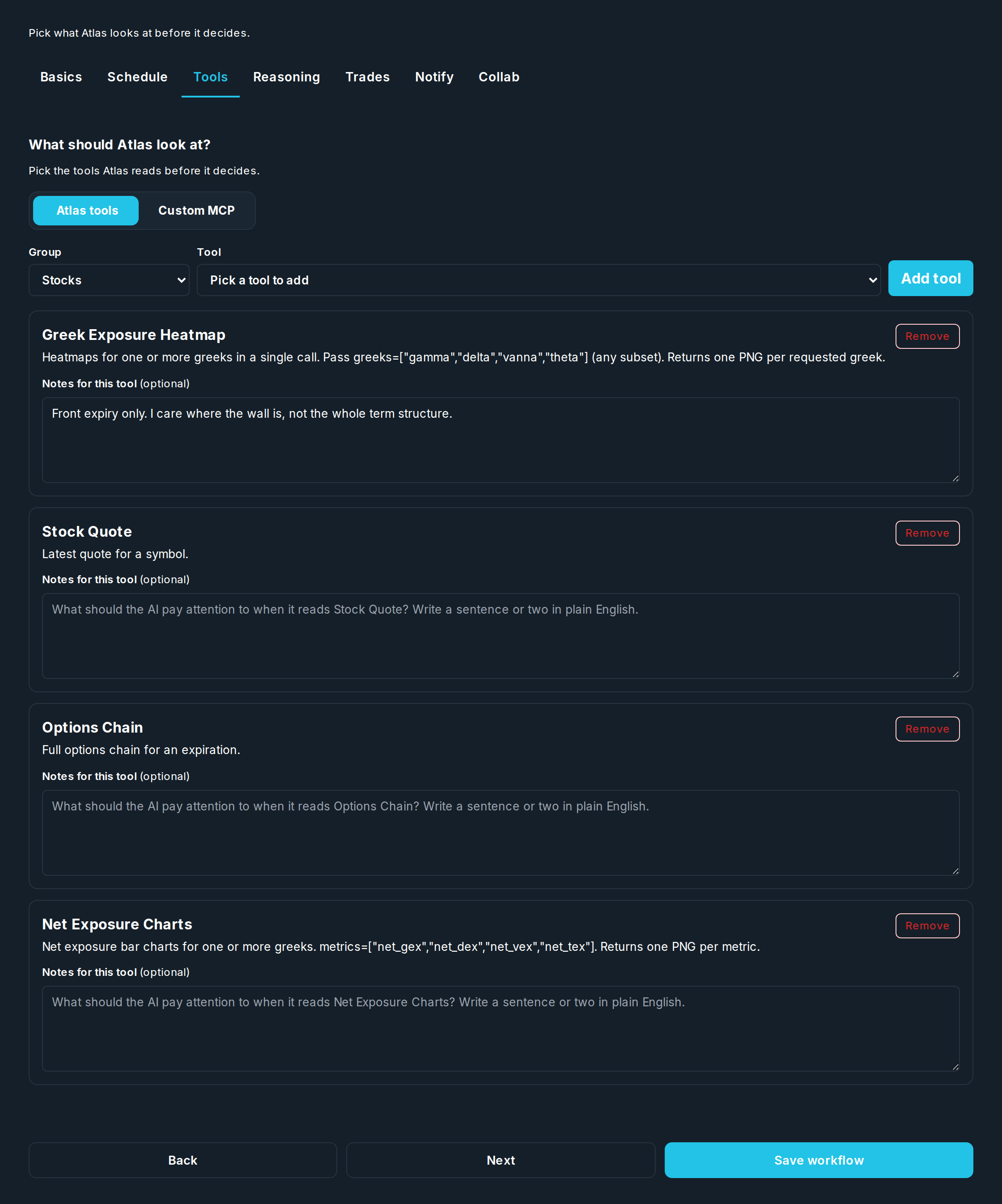 The Tools step: pick the market data tools Atlas can use The Tools step: pick the market data tools Atlas can use