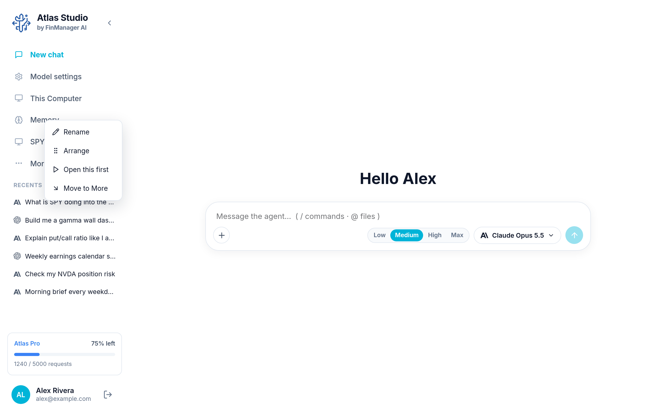 Holding a menu button shows what you can do with it