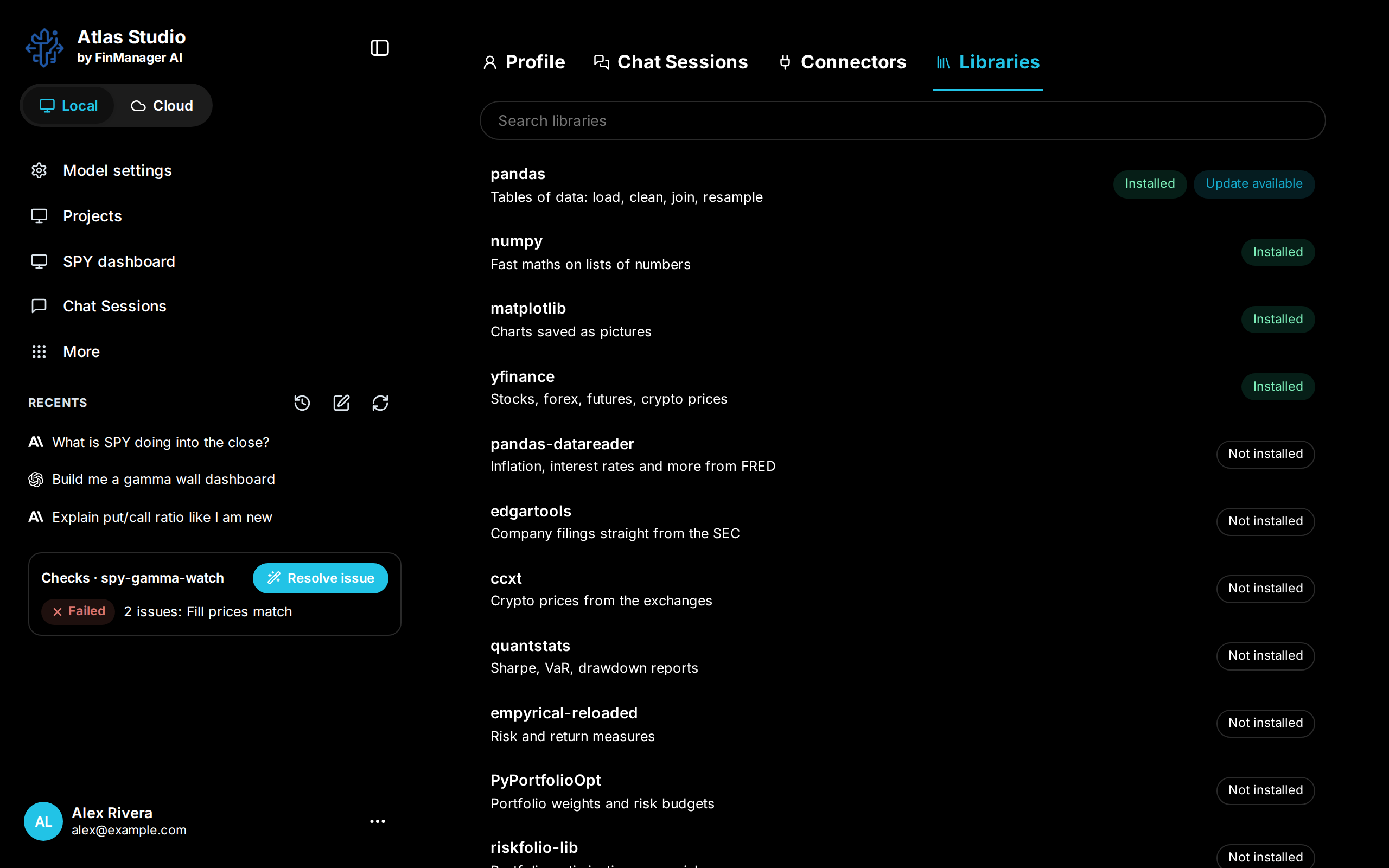 The Libraries tab: each library with what it is for, and its tags The Libraries tab: each library with what it is for, and its tags