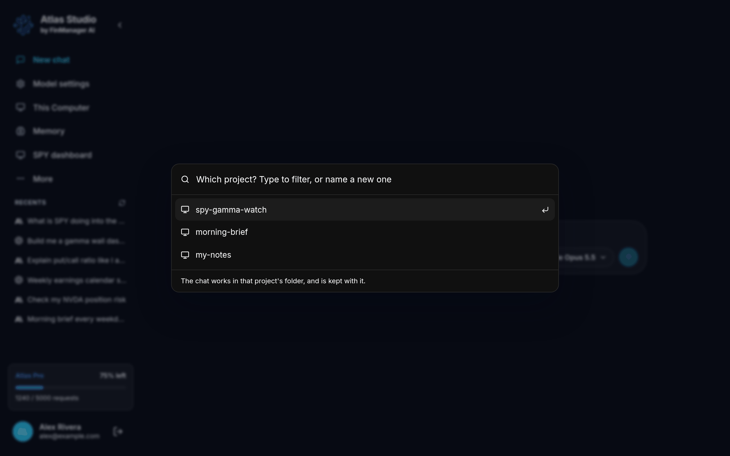 Picking a project for a new chat Picking a project for a new chat