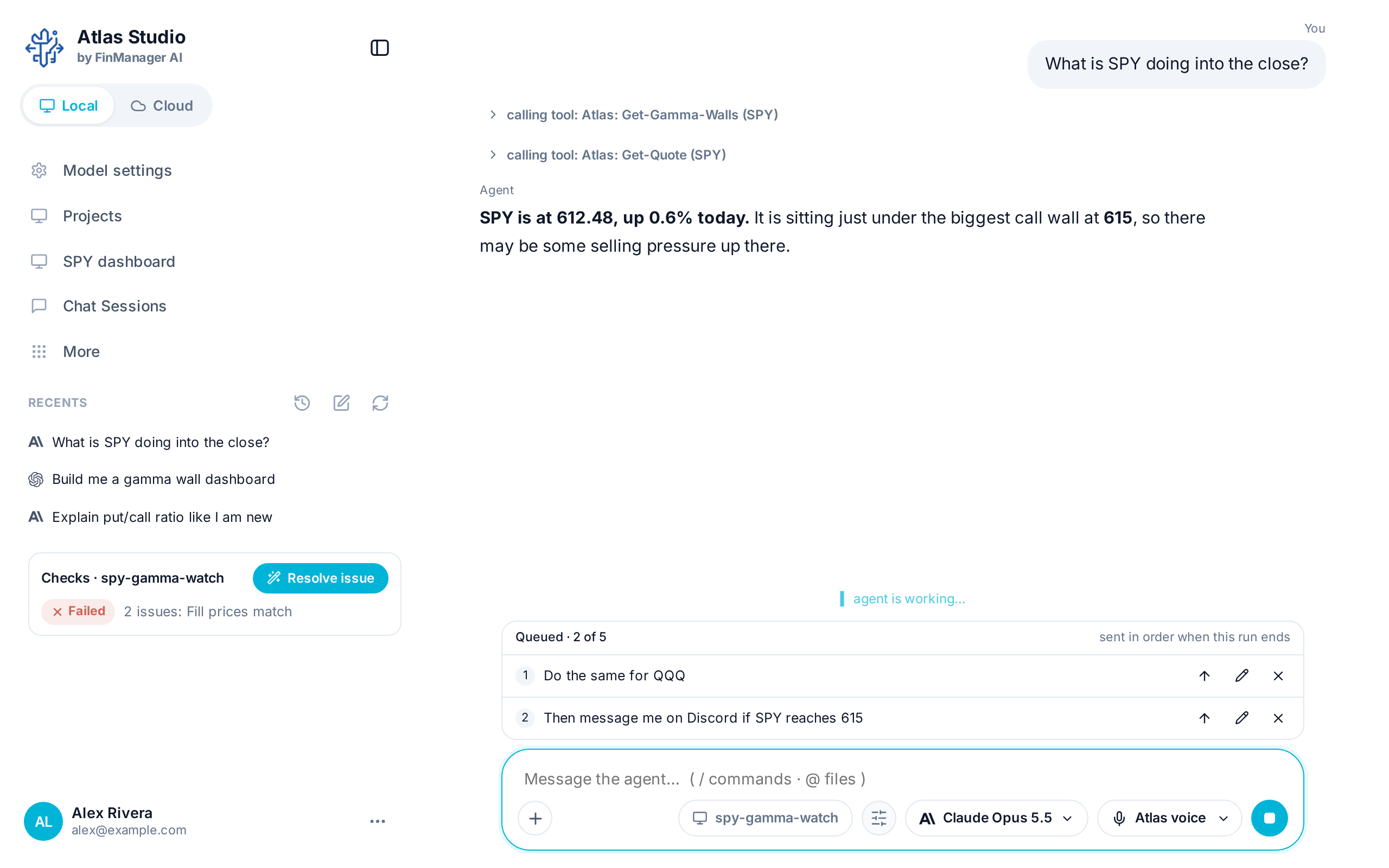 Two messages waiting in the Queued list above the chat box while the model is still working