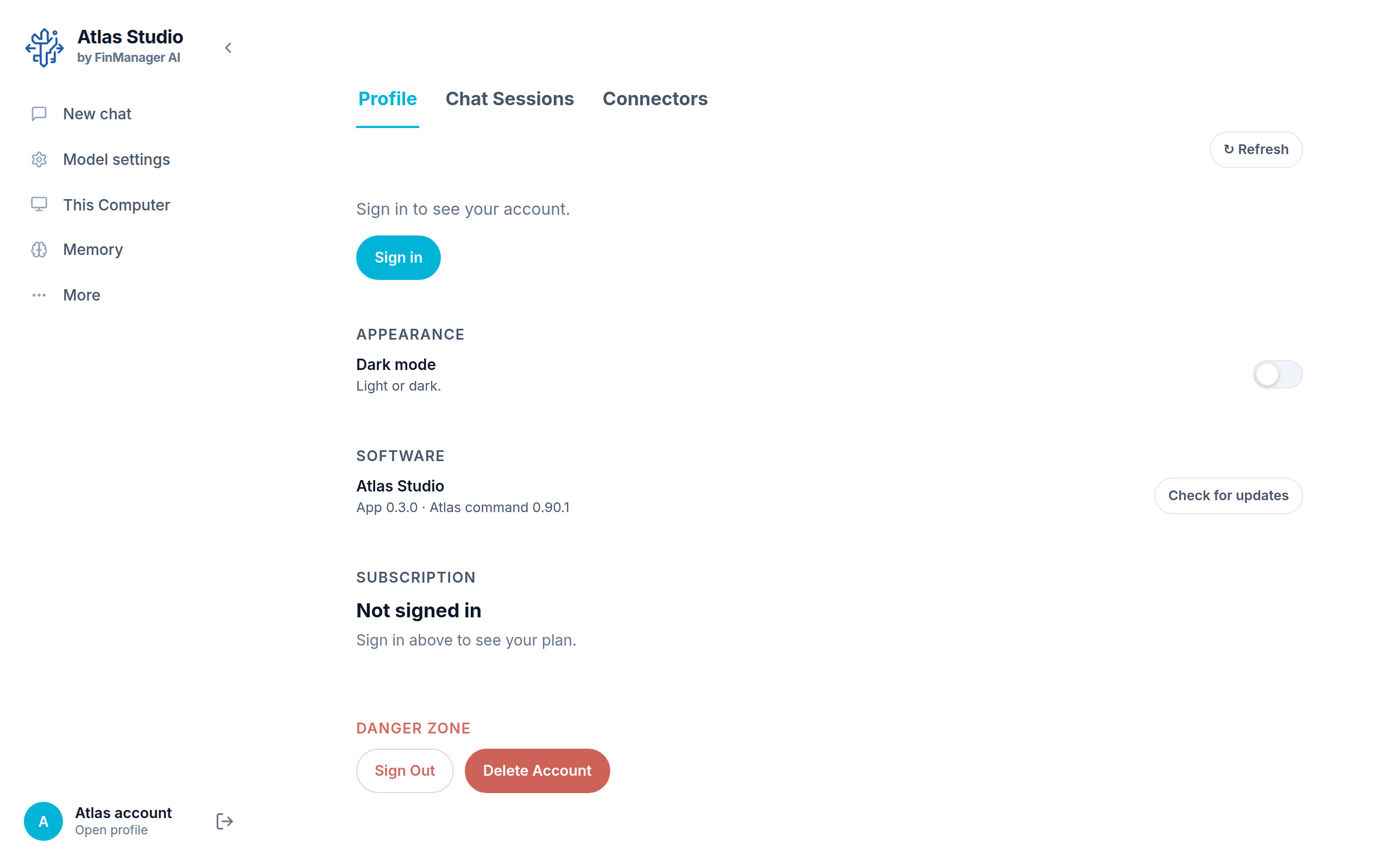 Profile when you are not signed in, with the Sign in button Profile when you are not signed in, with the Sign in button